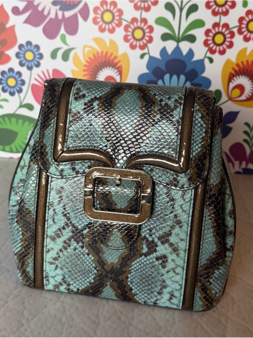NWT Brahmin Margo Turquoise Stone Tecoma Crossbody 🌵 western snake leather $325